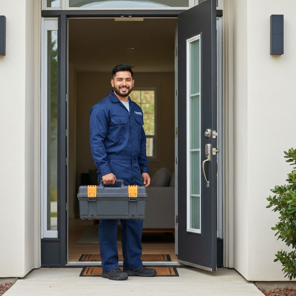 Licensed technician arrives at a customer's home
